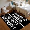 I Am Blessed Area Rug Inspirational Quote Floor Carpet for Bedroom Living Room Non-Slip Rug Cozy  Decor Minimalist Black White