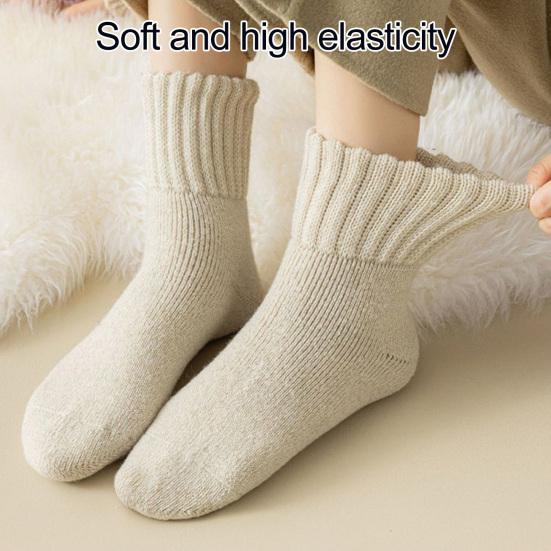 Unisex Thick Crew Socks Solid Color Warm Winter Socks Ribbed Stretchy Casual Socks for Women Leggings And Low Cut Boots