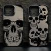 Four Spooky Skull Patterns Phone Case For iPhone 16 16E 14 13 12 11 15 Pro XS Max 8 7 Plus X XR Plating Shockproof Cover