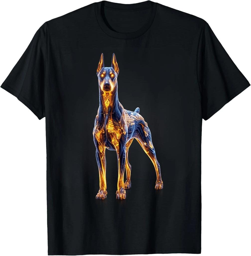 Dobermann Power Neon Futuristischer Wachhund Liebhaber Geschenk Unisex T-Shirt