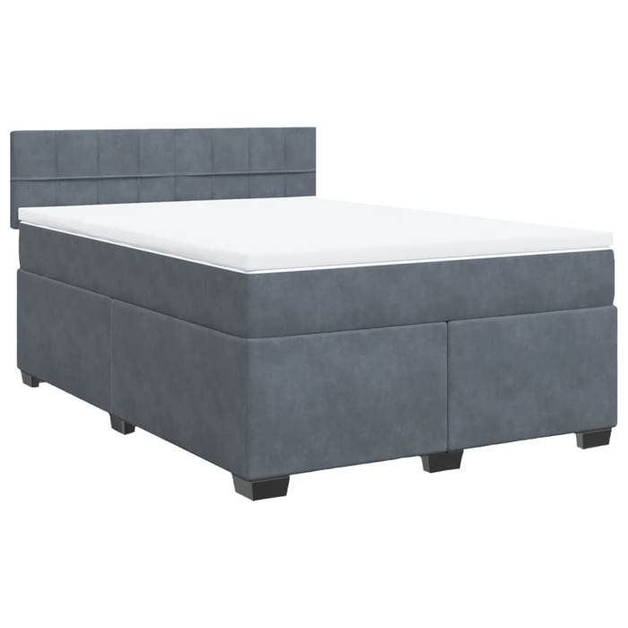 Maison Exclusive - Sommier à lattes de lit et matelas Gris foncé 140x190cm Velours
