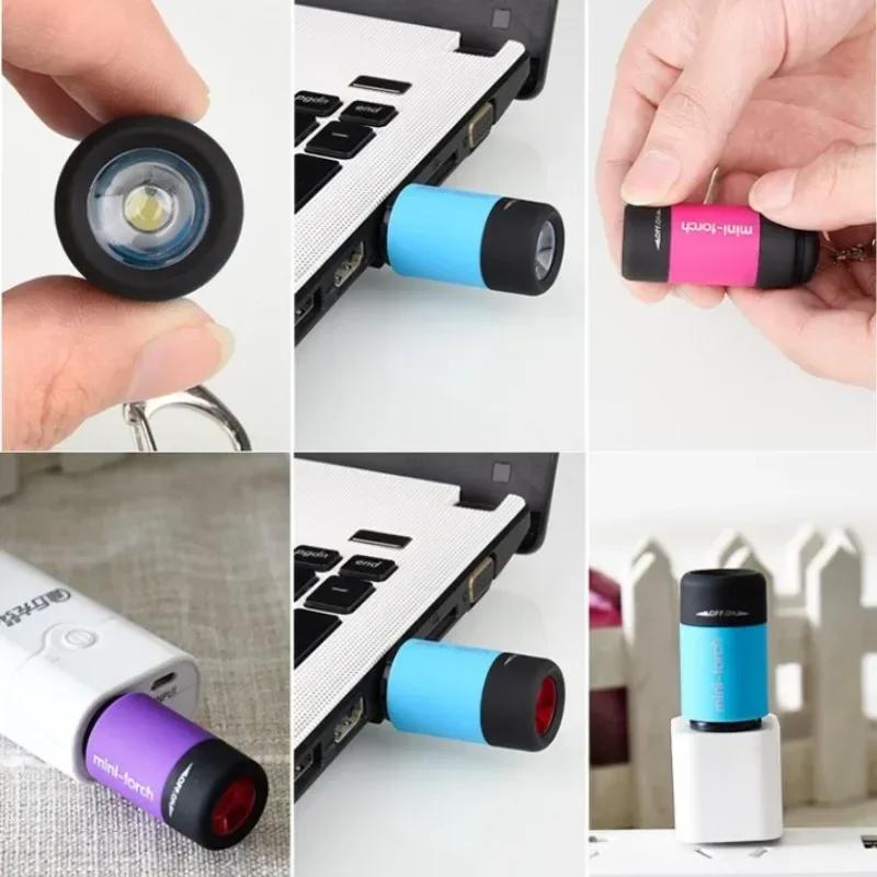 Mini USB Rechargeable Keychain Torch - Waterproof LED Pocket Flashlight by Stonego (1PC)