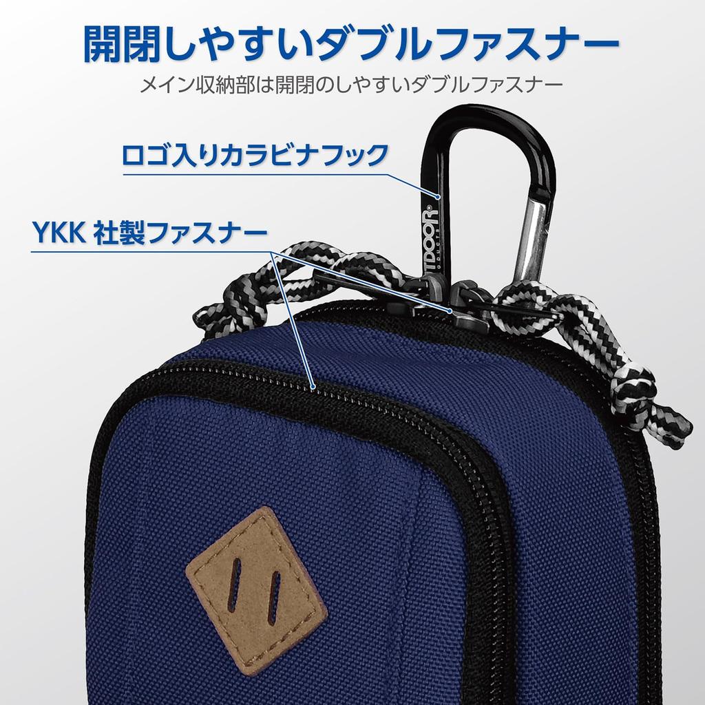 OUTDOOR PRODUCTS Camera Pouch Holds a Compact Camera and Smartphone Double Zipper Carabiner ODCP04NV 04, Navy, Simultaneously, Feature, Included,