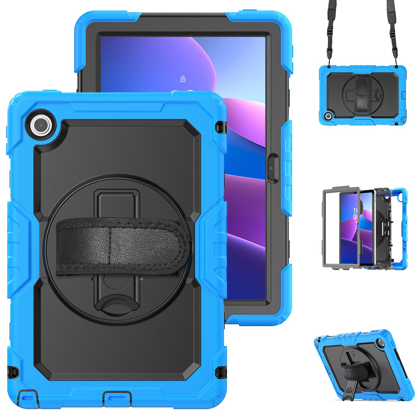 Met Screenprotector Armor Case Voor Lenovo Tab 10.1  K10C TB311XU TB311FU Roterende Stand Heavy Duty Cover Schouderband K10C 2025 TB311FU