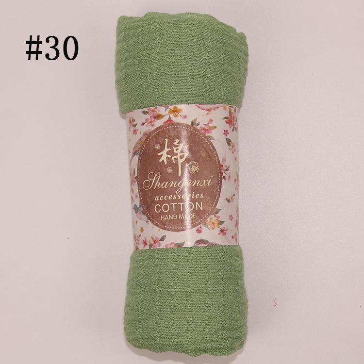Muslim Women Solid Color Scarf Shawl Cotton Crinkle Hijab