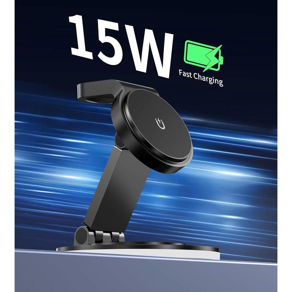 Magnetic Wireless Charging Station for iPhone 16 15 14 Foldable Rotating Light Adjustment 3-in-1 15W Fast Mag-Safe Charger Stand