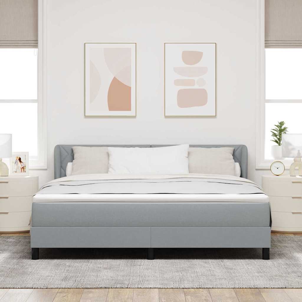 Box Spring Bed with Headboard Light Grey 180 X 200 Cm Fabric
