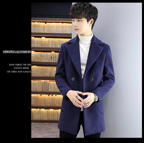 Men's Mid-Length Wool Coat: Autumn/Winter Korean Style Casual Trench Jacket