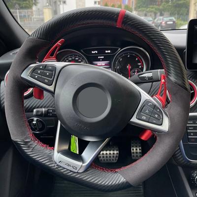 Potah volantu do auta Protiskluzový Měkký Černý Pravá Kůže Semiš Pro Mercedes Benz S-Class S500 2016 A-Class AMG A45 2016-