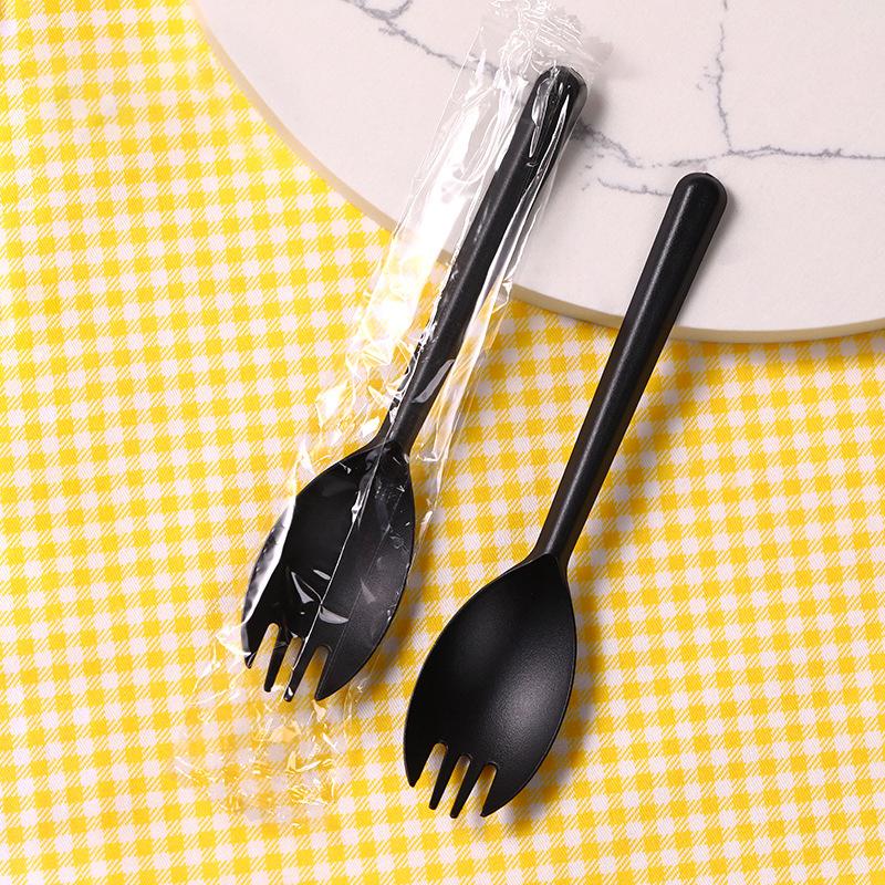 100Pcs Individual Packing Disposable Spoon Fork Degradable Ice Cream Spoons Durable Eco-Friendly Dessert Cake Scoop