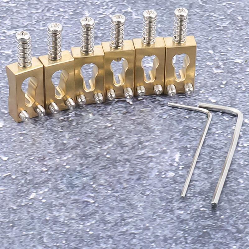 6Pcs Guitar Tremolo Bridge Saddles Brass Vibrato Bridge Saddles Replacement Electric Guitar Gourd Bridge Saddles Enduring