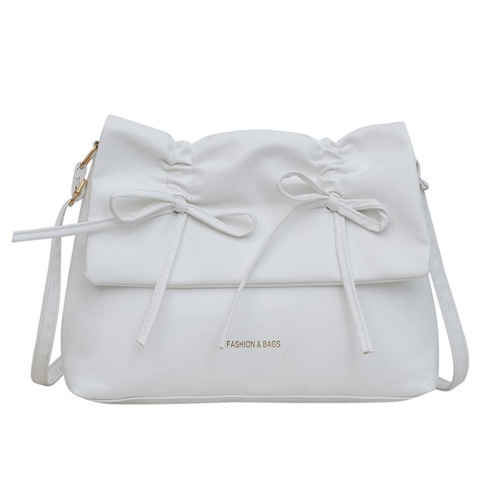 Sweet Y2K Bow Underarm bag Large Capacity Solid Tote Bag Ins PU Leather Shoulder Bag  Women