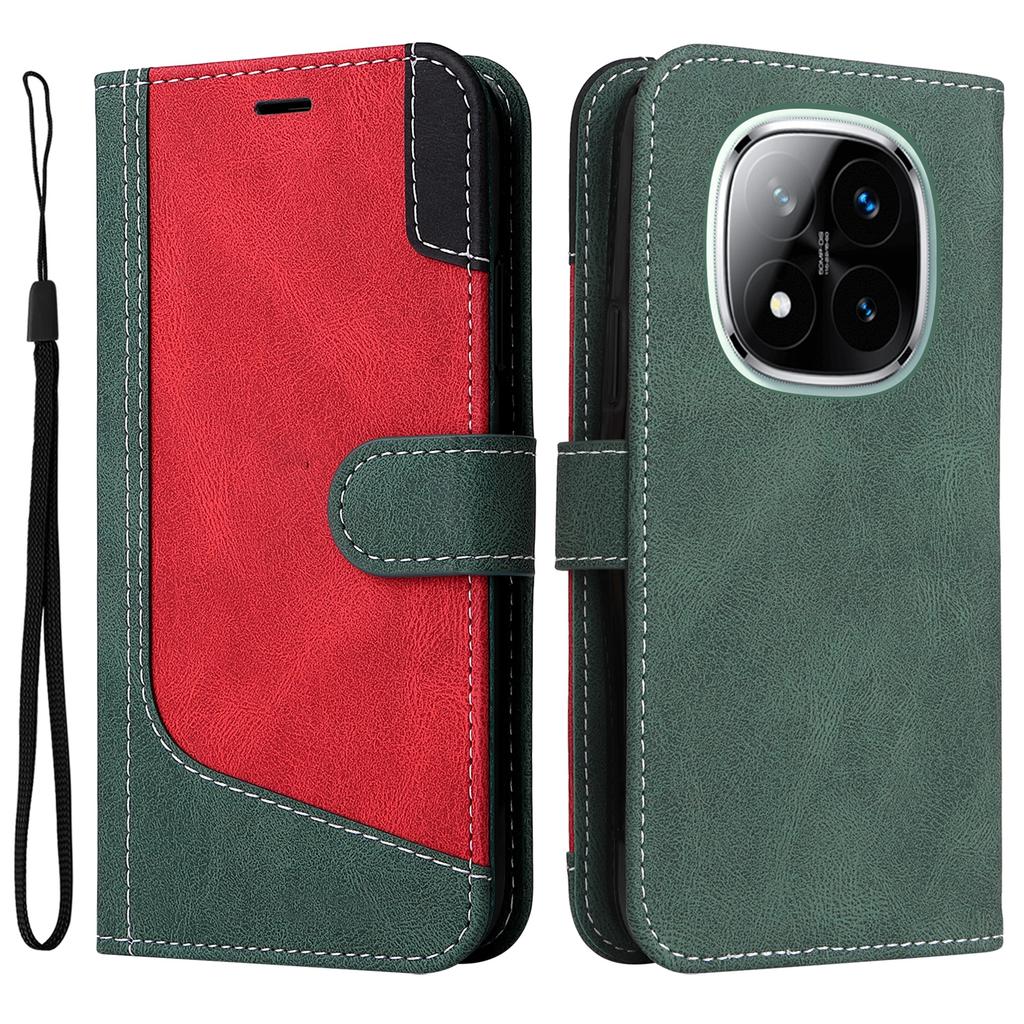 For Xiaomi Redmi Note 14 Pro+ 5G/Note 14 Pro 5G/Poco X7 5G Case Flip Wallet Leather Phone Cover 3 Color Splicing