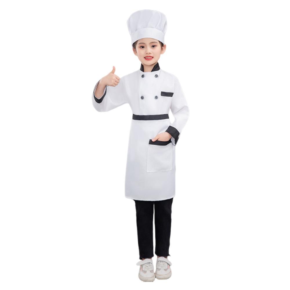 

Carnival Party Kids Cook Tshirt Cute Role-Play Kitchen Hat Performance Clothes Stage Costume Cosplay Costume Kids Boys Girls 150CM