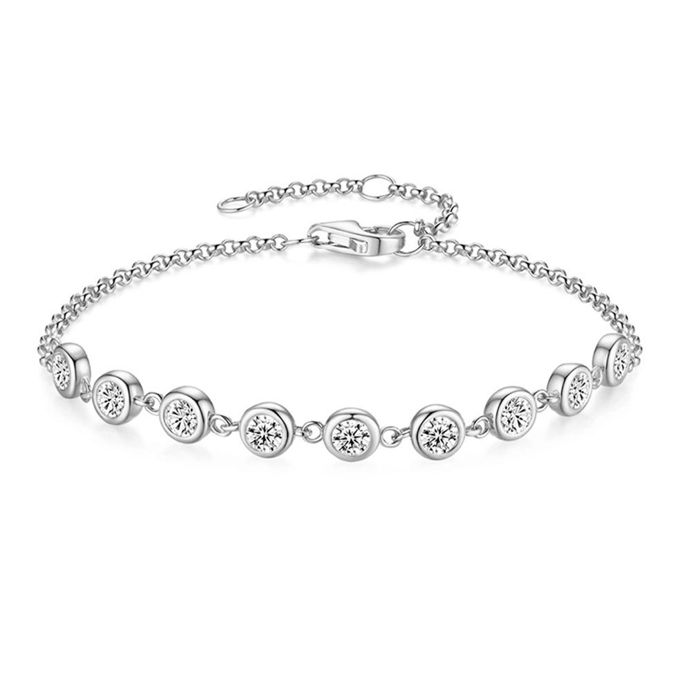 Sweetrain Dainty 3mm Moissanite Bracelet 18K Gold Plated 925 Silver Adjustable Bezel Set Stackable Hypoallergenic Women Jewelry