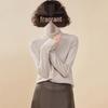 Women's Solid Color Cashmere High Neck Sweater - Loose Knit, Seamless Wool Base Layer