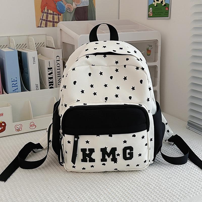 Children's Small Backpack Color Block Stars Print Student Schoolbag