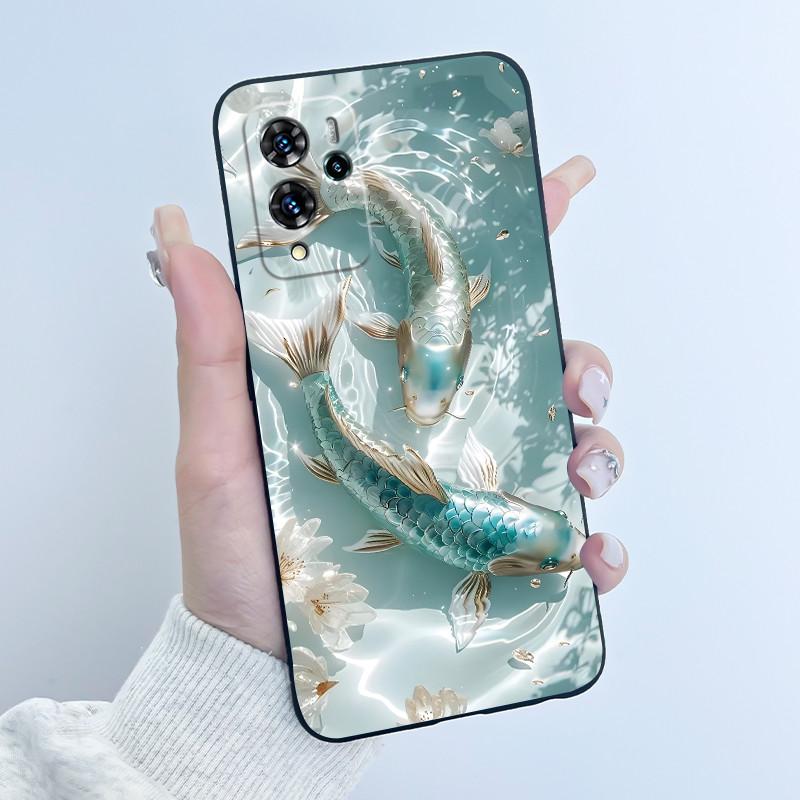 For ZTE Blade V40 Pro/ZTE 9046 Case Cute Love Rabbit Funny Black Matte Soft TPU Protective Back Cover For ZTE V40 Pro Phone Case