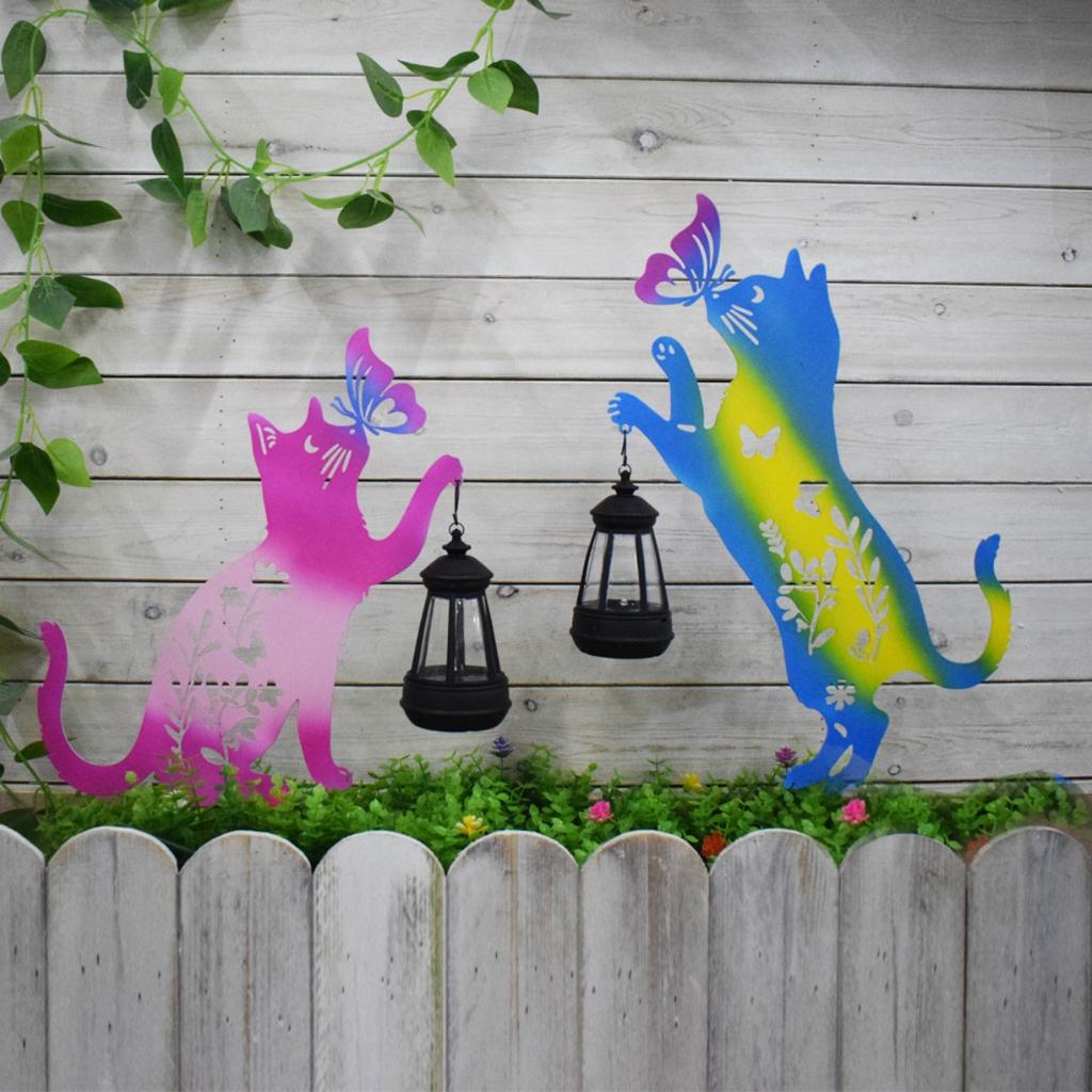 Outdoor, Household, Waterproof, Lawn, Floor Mounted, Iron Art, Cat Animal Shaped, Courtyard Garden Decoration, Solar Lights