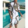 Set T-shirt e pantaloncini da uomo taglie forti con stampa 3D di leone, cool, per sport, fitness, estate, street style, oversize, grafico, 2 pezzi, abbigliamento da uomo