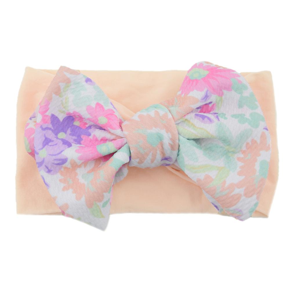 Children'S Printed Large Bow Nylon Headband Soft Elastic Hair Accessories Baby Headgear Baby Stockings Headband