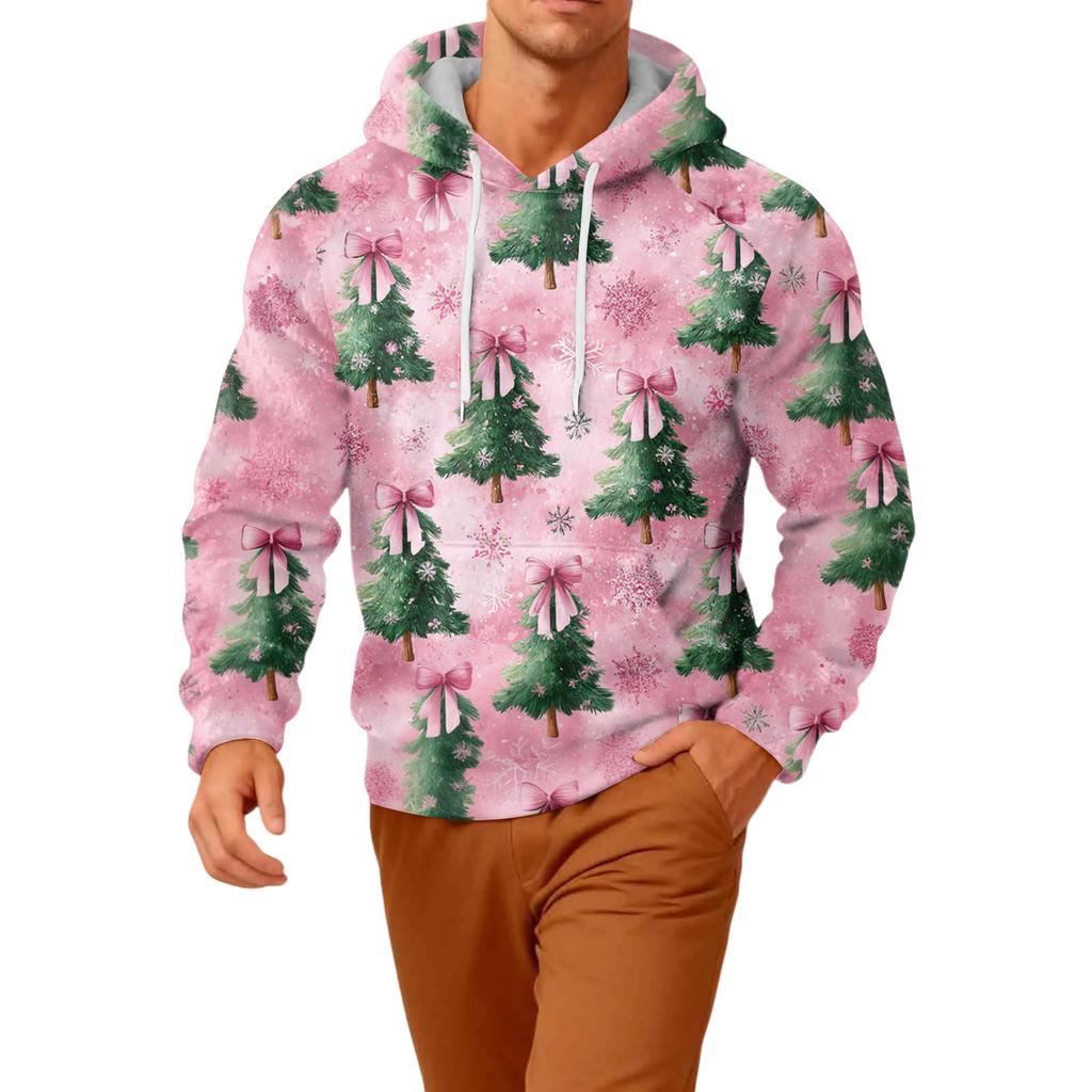 Men's Long-Sleeve Casual Flannel Hooded Sweatshirt