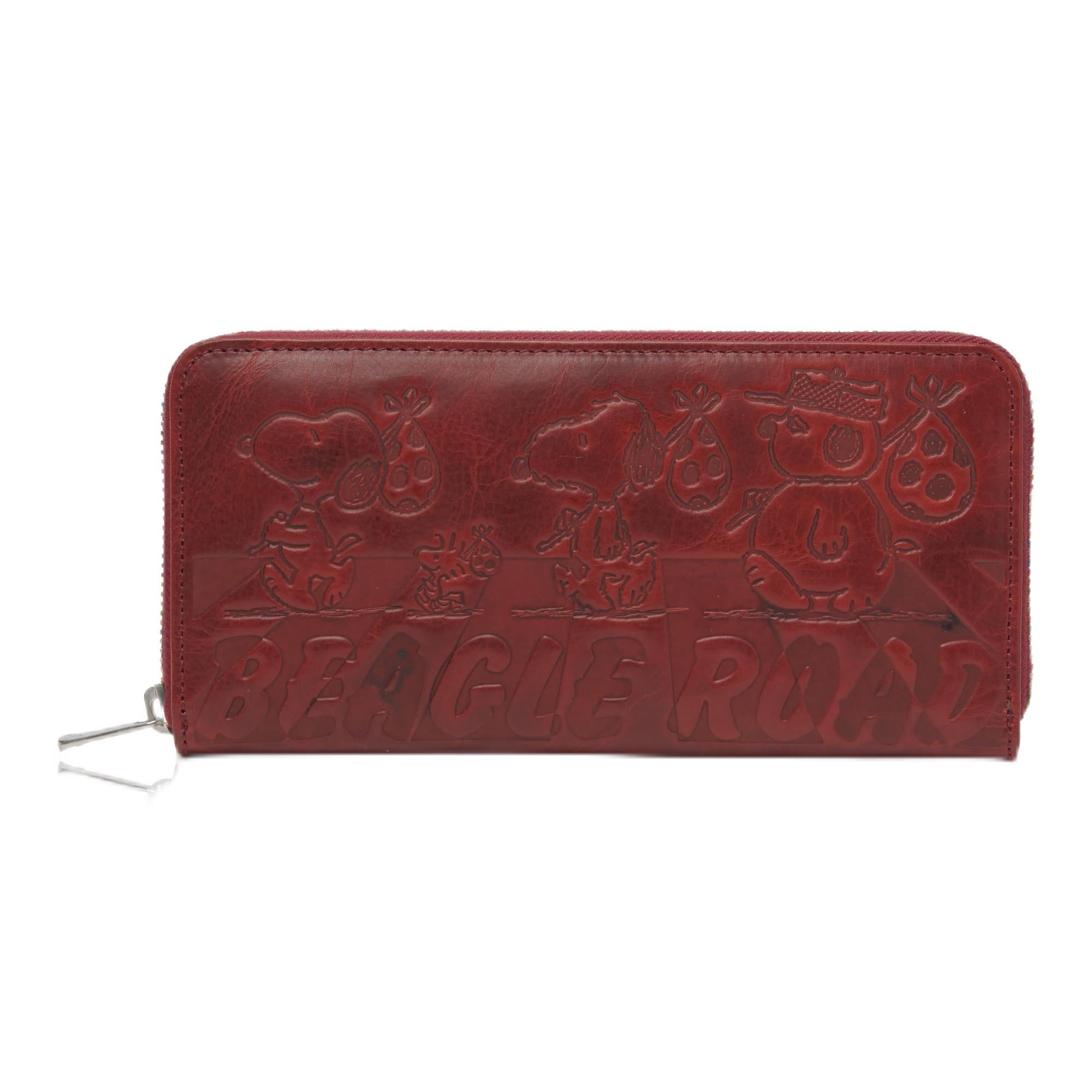 

PEANUTS SNOOPY BEAGLE ROAD Wallet Long Wallet Leather Large Capacity Round Zipper Leather Snoopy 73001 Red [Nadaya] Men s Women s pnt-73001-red-amz