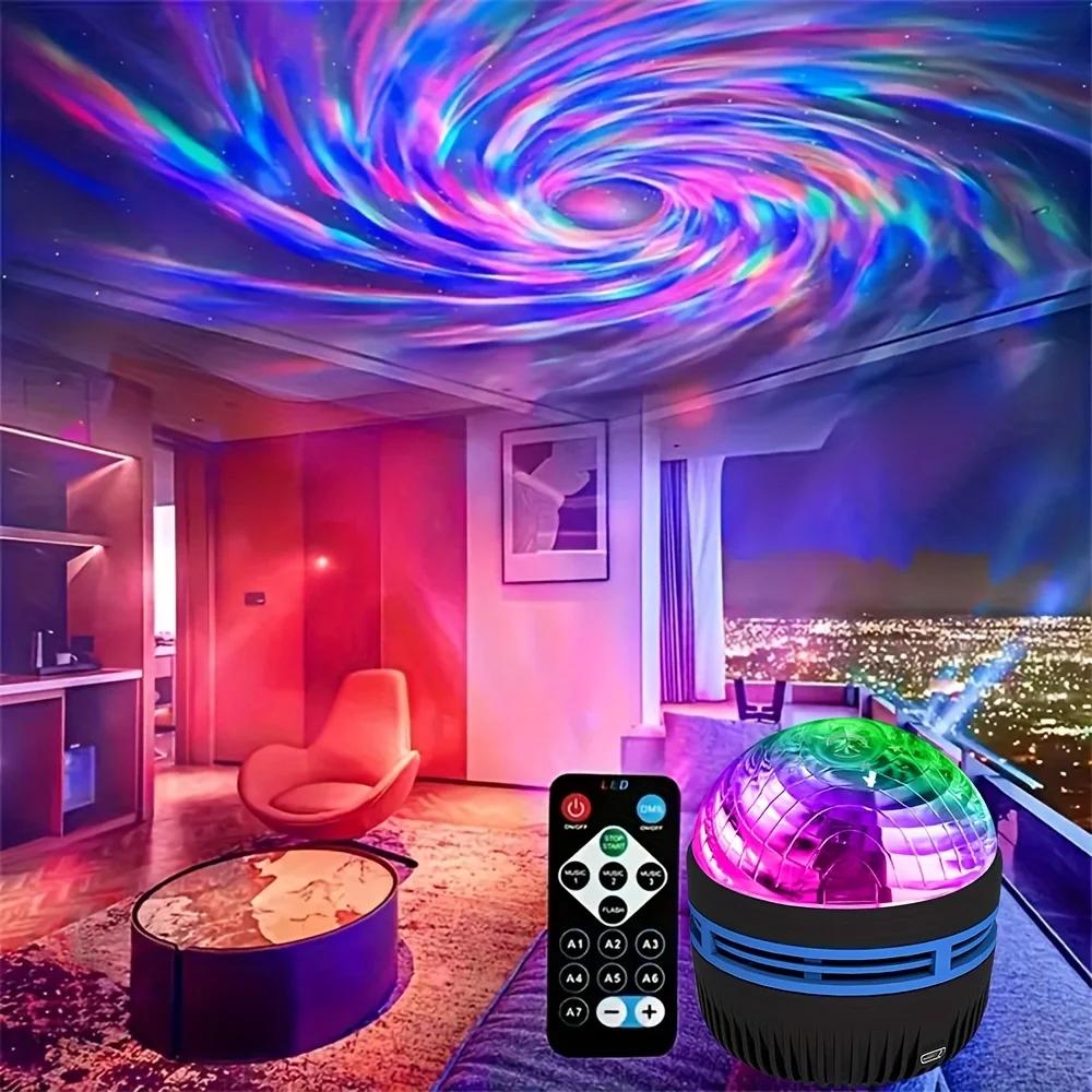 Projecteur de lumière ciel étoilé USB 5V Télécommande et contrôle sonore Lampe de nuit avec 7 modes pour chambre à coucher Décoration de fête de Noël