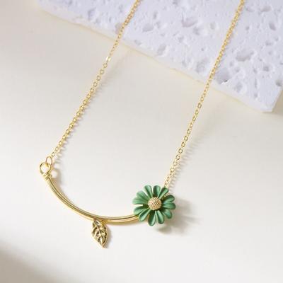 Trendy Sweet White Daisy Flower Pendant Necklace For Women  Simple Sunflower Clavicle Chain Choker Wedding Jewelry Gifts