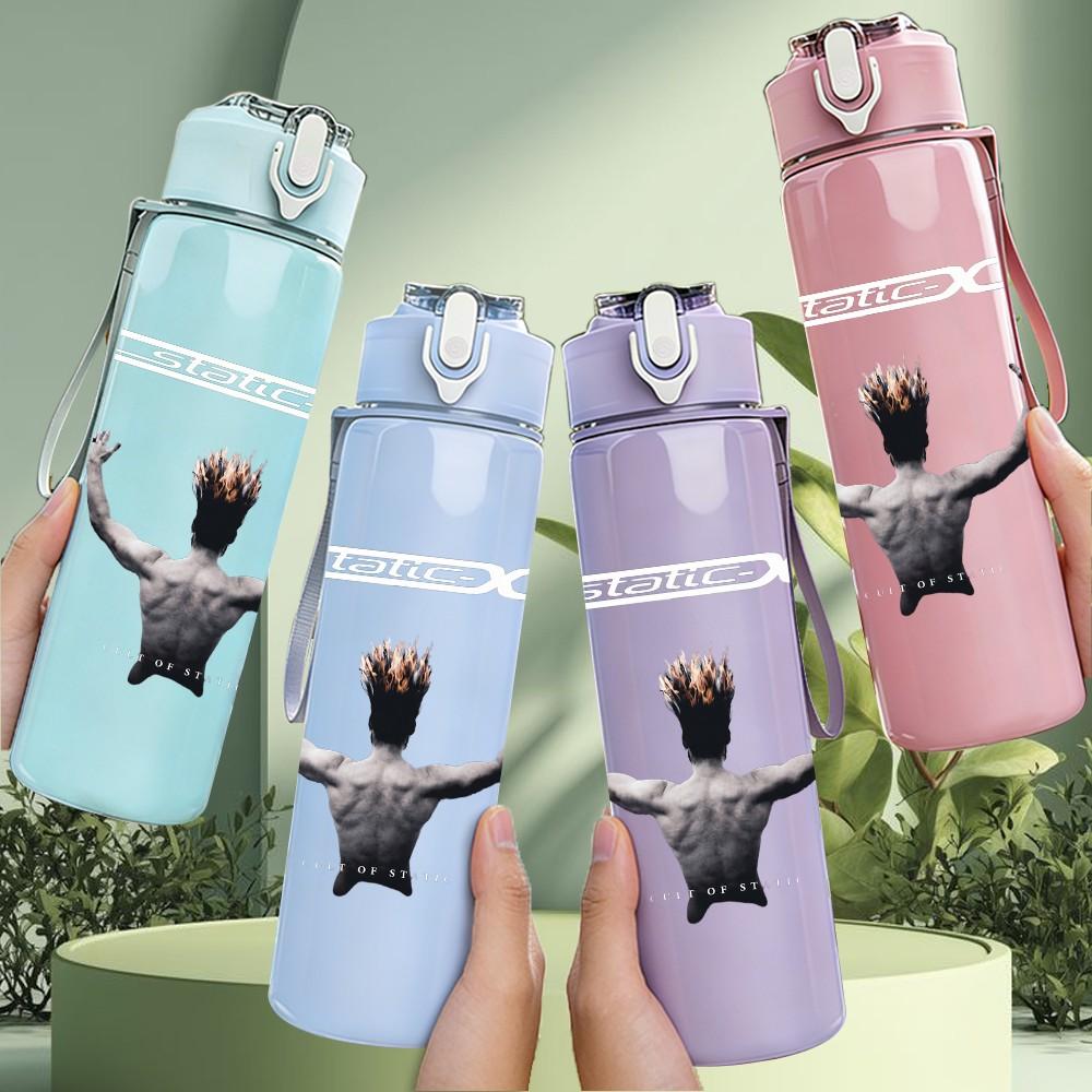 1PC Male back view arms raised print 750ml colorful plastic sports water bottle leakproof pop up lid with straw for outdoor work home use