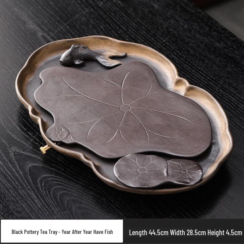 Chaxun Black Pottery Tea Tray