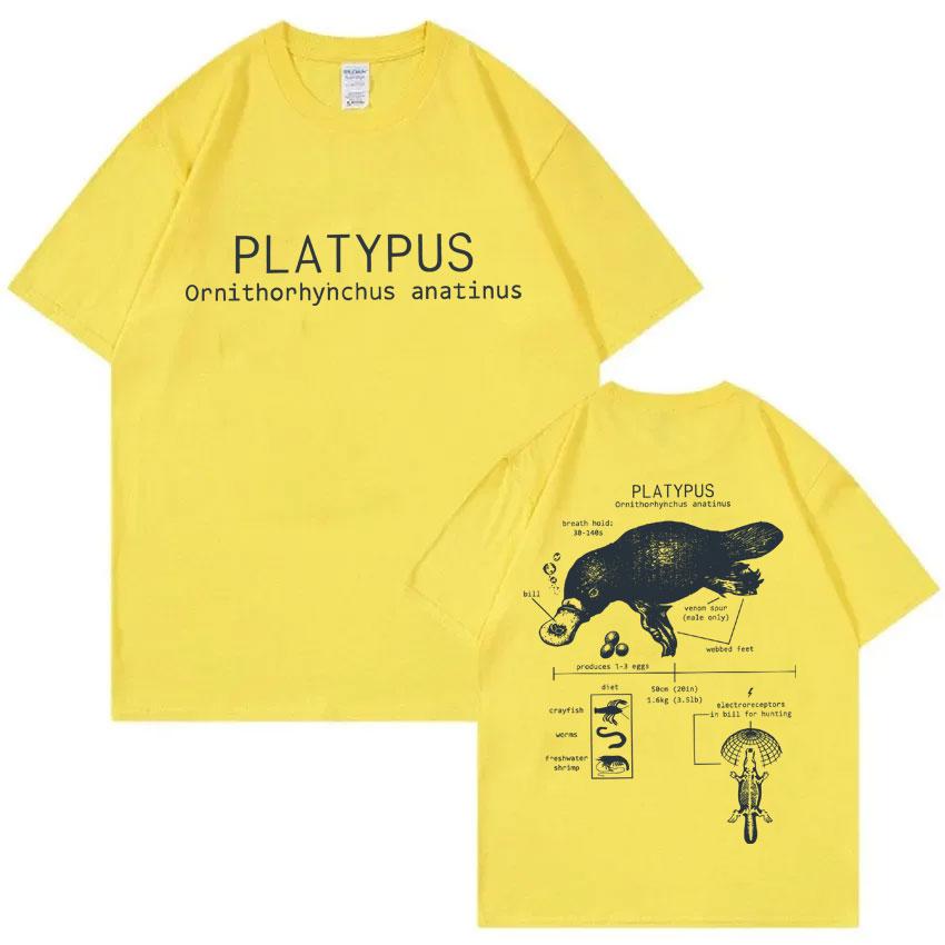 Funny Platypus Anatomy Graphic T-shirt Unisex Women Casual Oversized Short Sleeve T Shirts Unisex's Vintage Cotton T-shirts Streetwear
