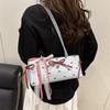 Light Luxury Underarm Bag New Fashionable Floral Bow Print Handbag Contrast Color Versatile Women's Shoulder Bag