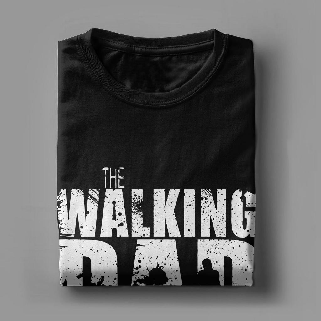 The Walking Dad T Shirt for Men Cotton T-Shirts Round Collar The Walking Dead Father Day Zombie Tee Shirt Tops Plus Size