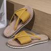 Fashion Green Fabric Flip Sole Summer Beach Shoes with Flat Heels and Slippers for Women's Simple One Line Beach Flat Shoes