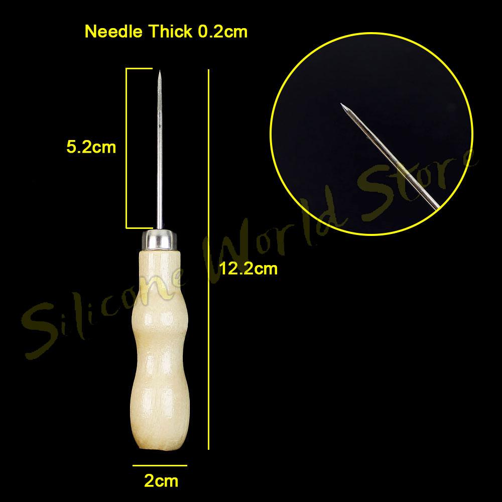 SW Handmade Crochet Leather Punch Tool Awl Cone Straight Head Elbow Center Hole DIY Sewing Parts Shoe Repair Candle Making Tools