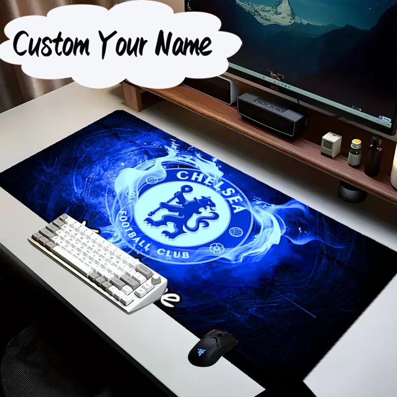 Custom Name Mouse Pad Blue Chelsea Football Club Logo Mouse Pad Desk Mat, Non-Slip Rubber Backer Pad For Computer Notebook Gaming Mouse Pad Gift