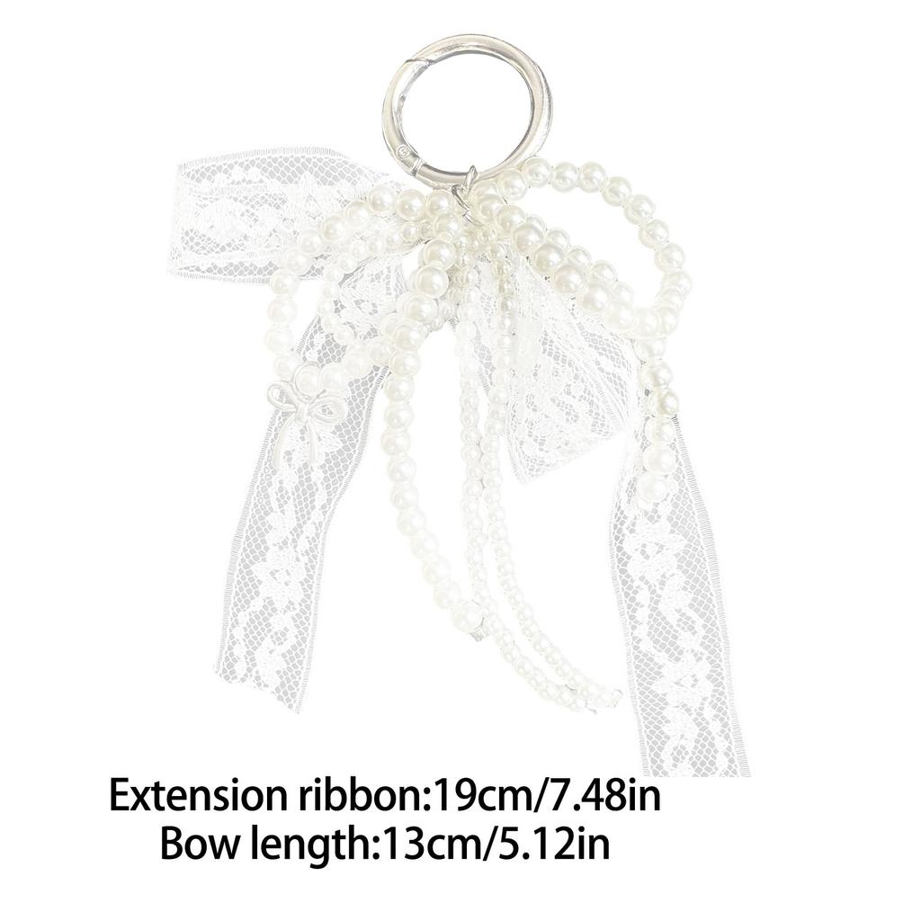 Handmade Pearls and Lace Bowknot Ornament Classic Bowknot Pendant With Pearls Details For Sophisticated Room Decoration