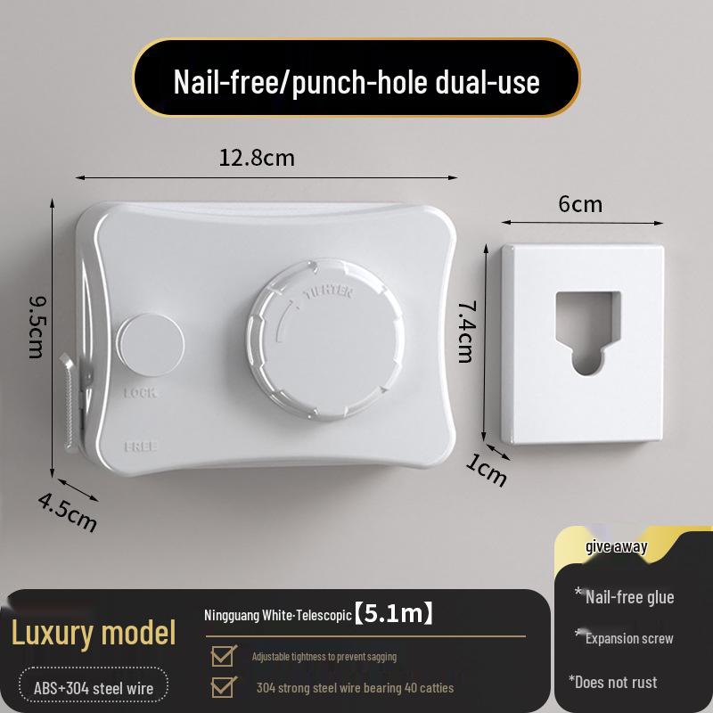 Invisible Punch-Free Retractable Indoor Clothesline for Balcony and Bathroom