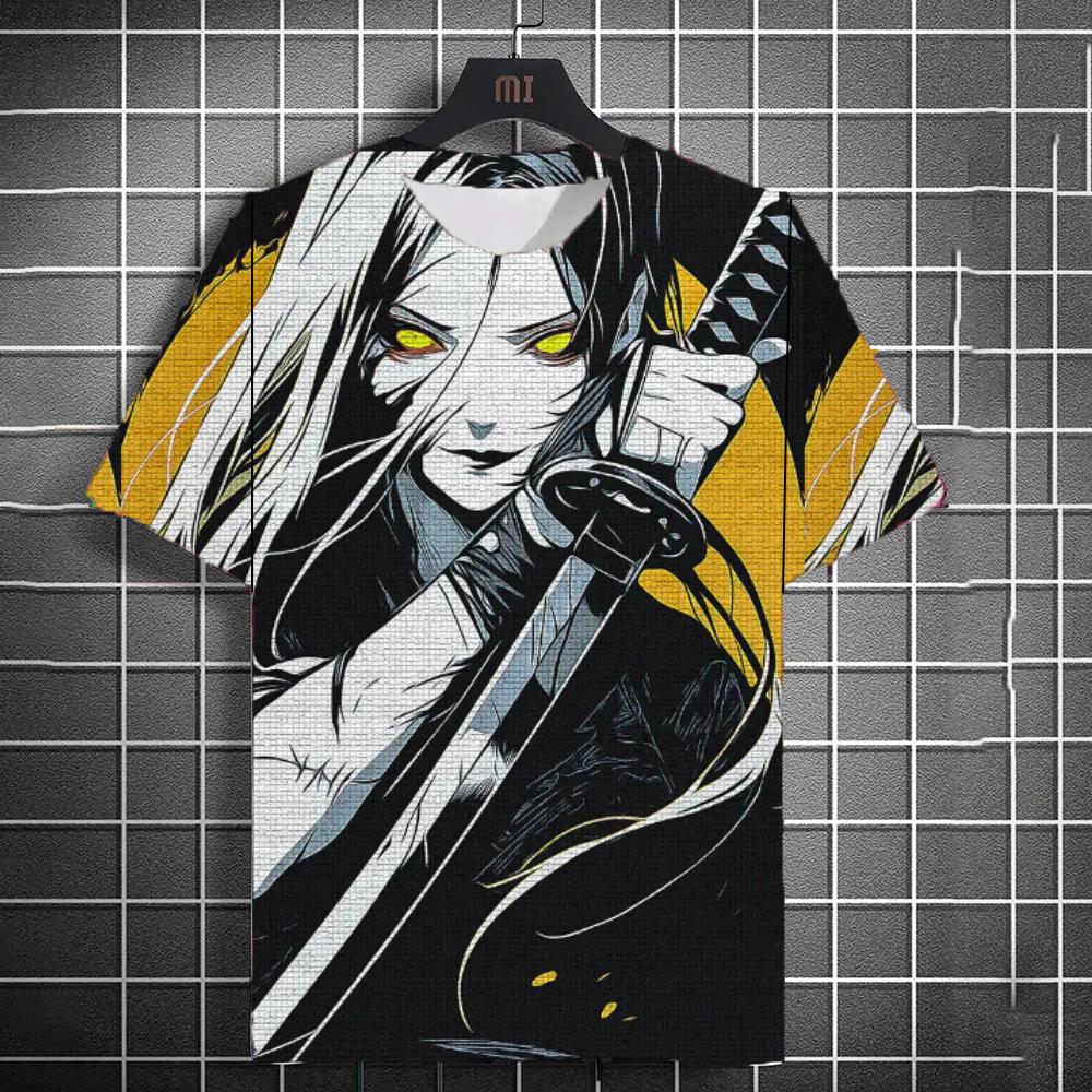 New Men's Samurai Katana Tattoo Girl T-Shirt Street 3D Print Tee Summer Women Short Sleeve Top