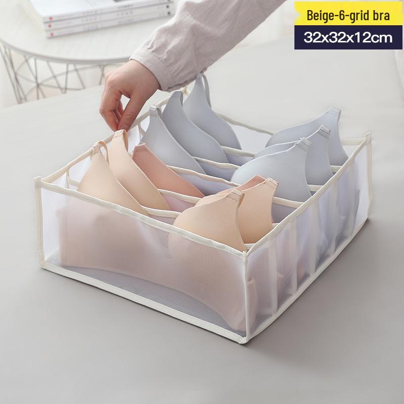 Mesh Underwear and Sock Storage Box with Dividers and Handle for Drawers and Wardrobes