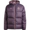 Adidas Real Madrid FW24 Down Jacket Fashion Comfortable Warm Reversible Cotton Coat Men Jacket Dark-Gray Brown IT3770