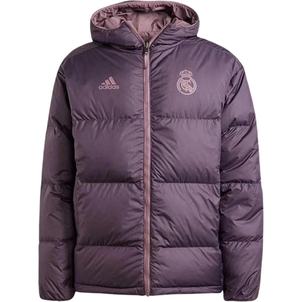 Adidas Real Madrid FW24 Down Jacket Fashion Comfortable Warm Reversible Cotton Coat Men Jacket Dark-Gray Brown IT3770