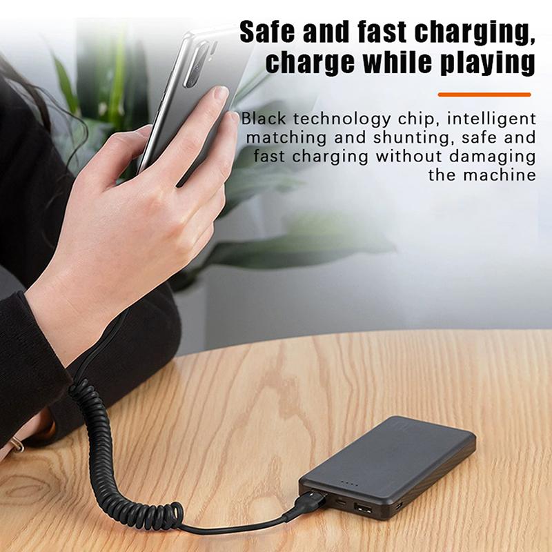 120W USB Typ C Snabbladdningskabel 6A Fjäder Teleskopisk Billaddningskabel Höghastighetsladdning Datakabel Telefontillbehör