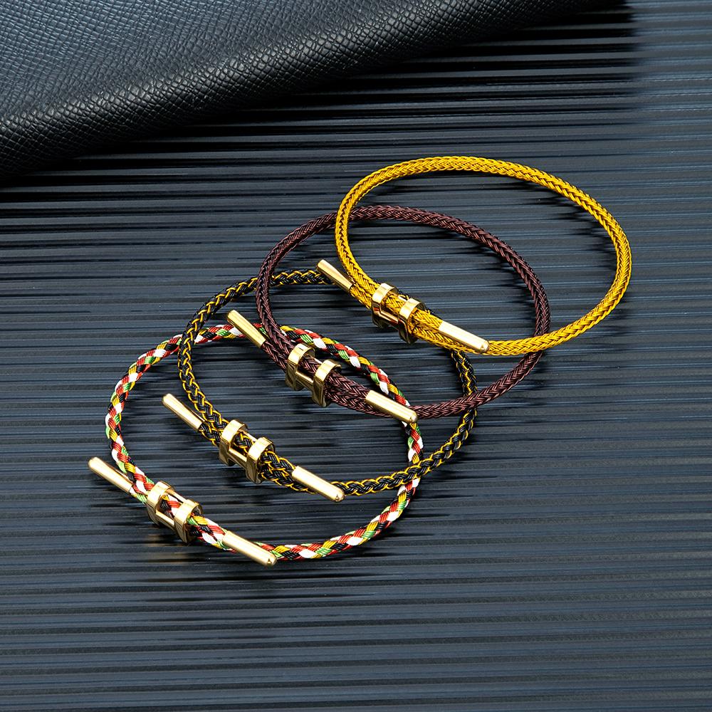 Braccialetto Corda Impermeabile Regolabile Multicolore in Acciaio Inossidabile per Uomini e Donne Gioielli Resistenti allo Sbiadimento