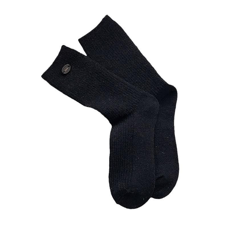 Egg Socks Wool Warm Solid Color Striped Mid-Leg Socks Korean Button Retro Versatile Cashmere Socks