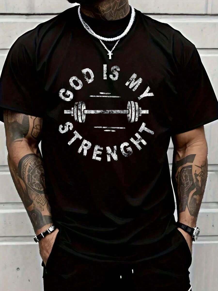 

Shirt Black 2026 God Is My Strength Christian Faith Gym Workout Motivational Unisex s T-Shirt XXL
