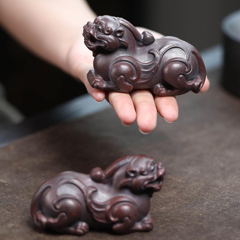 Purple Sand Tea Pet Unicorn Ornaments Handmade Auspicious Beasts Attract Wealth Pixiu Tea Set Accessories Can Be Raised
