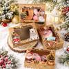Christmas Cookie Boxes Doughnut Gift Boxes Bakery Box With Clear Window,Green And Red Holiday Designs With Xmas Ribbons For Gift