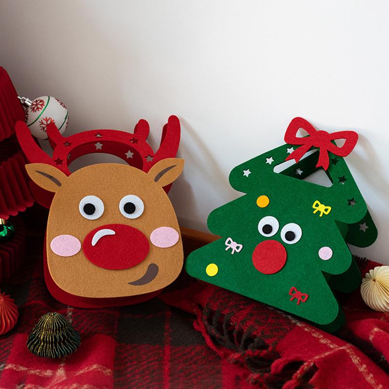 1PCS Christmas Gift Bag Creative Felt Cloth Children Candy Gift Bag Christmas Eve Handheld Portable Apple Bag